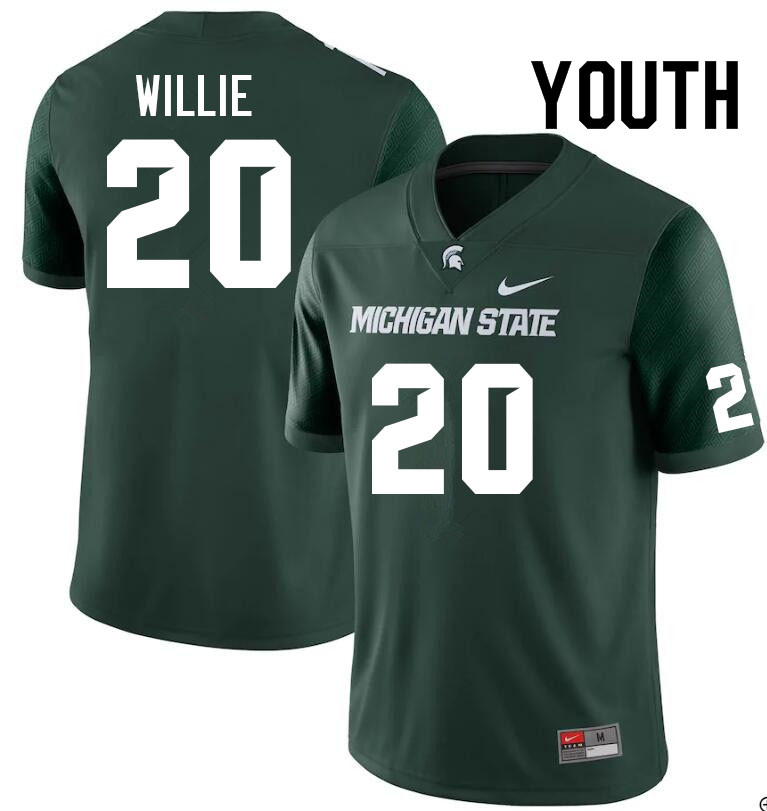 Youth #20 Ade Willie Michigan State Spartans College Football Jerseys Sale-Green